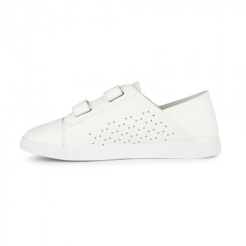 "MADALEN" CALF LEATHER LASER-CUT SNEAKER WITH DOUBLE VELCRO STRAPS
